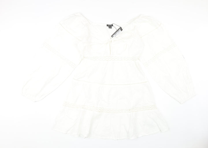 Boohoo Women's White Off Shoulder Dress Size 12