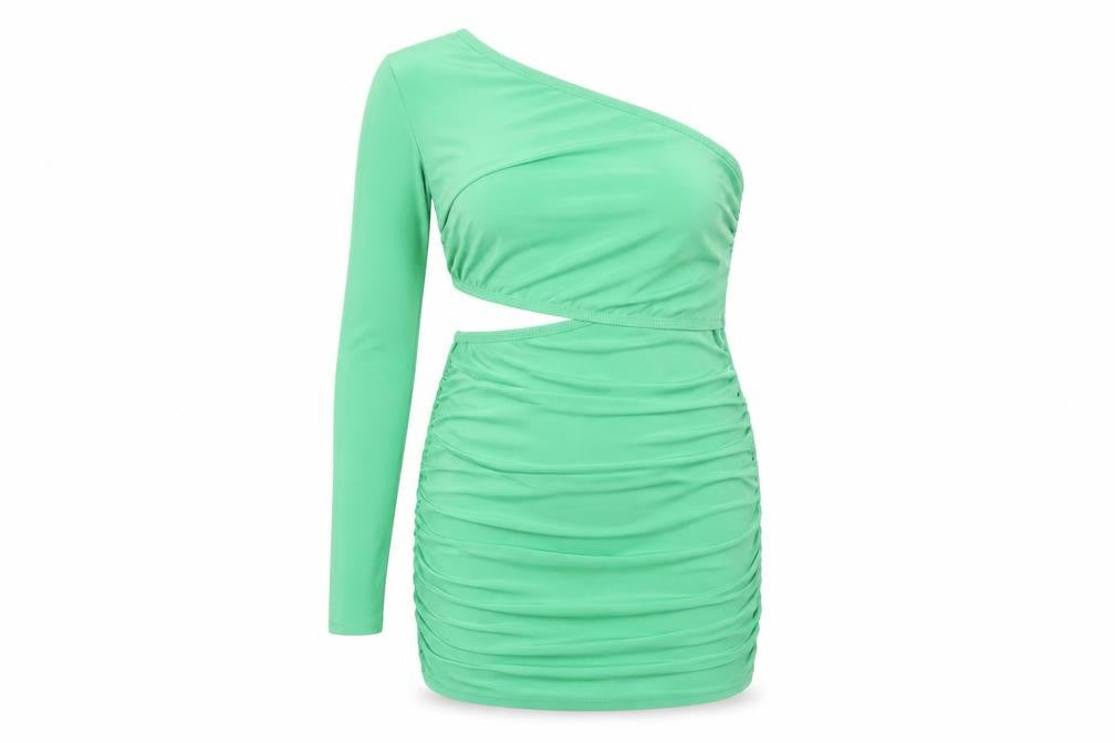 Front view of PRETTYLITTLETHING Women's Green Bodycon Dress, size 12
