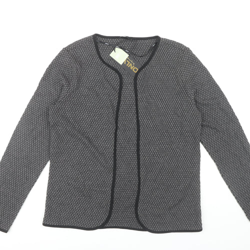 Only Women's Grey Open Front Cardigan L, Geometric Design