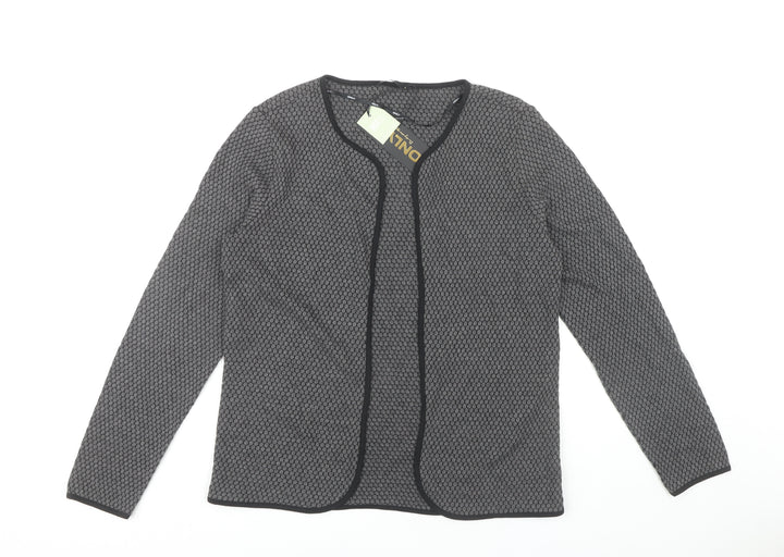 Only Women's Grey Open Front Cardigan L, Geometric Design