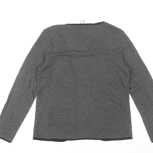 Only Women's Grey Open Front Cardigan L, Geometric Design