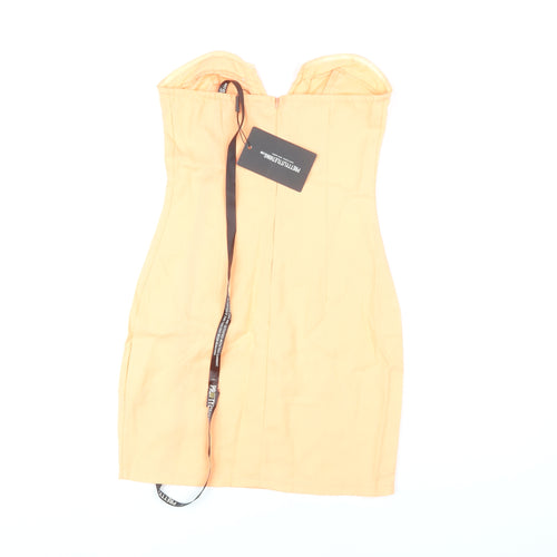 PrettyLittleThing Women's Orange Bodycon Dress, Size 6