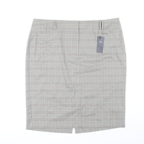 Marks and Spencer Grey Checked Pencil Skirt Size 22