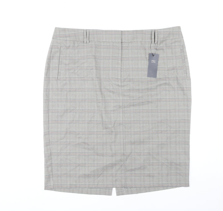 Marks and Spencer Grey Checked Pencil Skirt Size 22