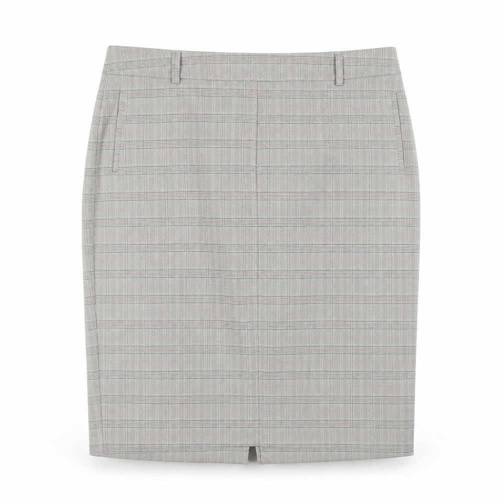 Front view of Marks & Spencer Grey Checked Pencil Skirt, size 22
