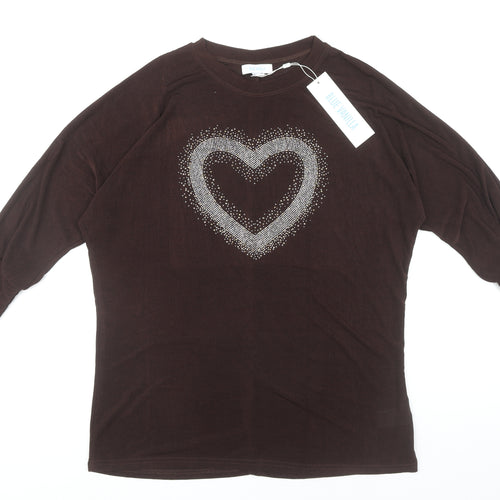 Blue Vanilla Women's Brown Rhinestone Top M/L