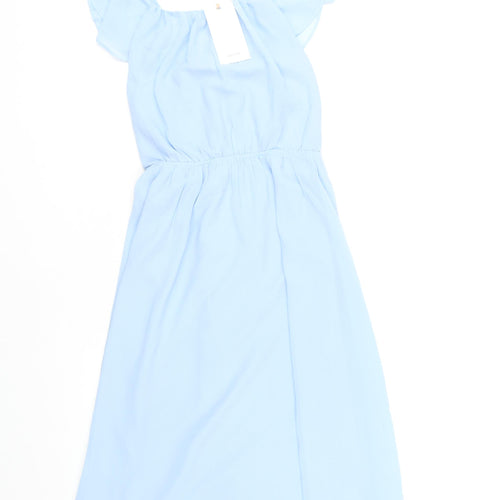 Grace Karin Teens Blue Flutter Sleeve Dress