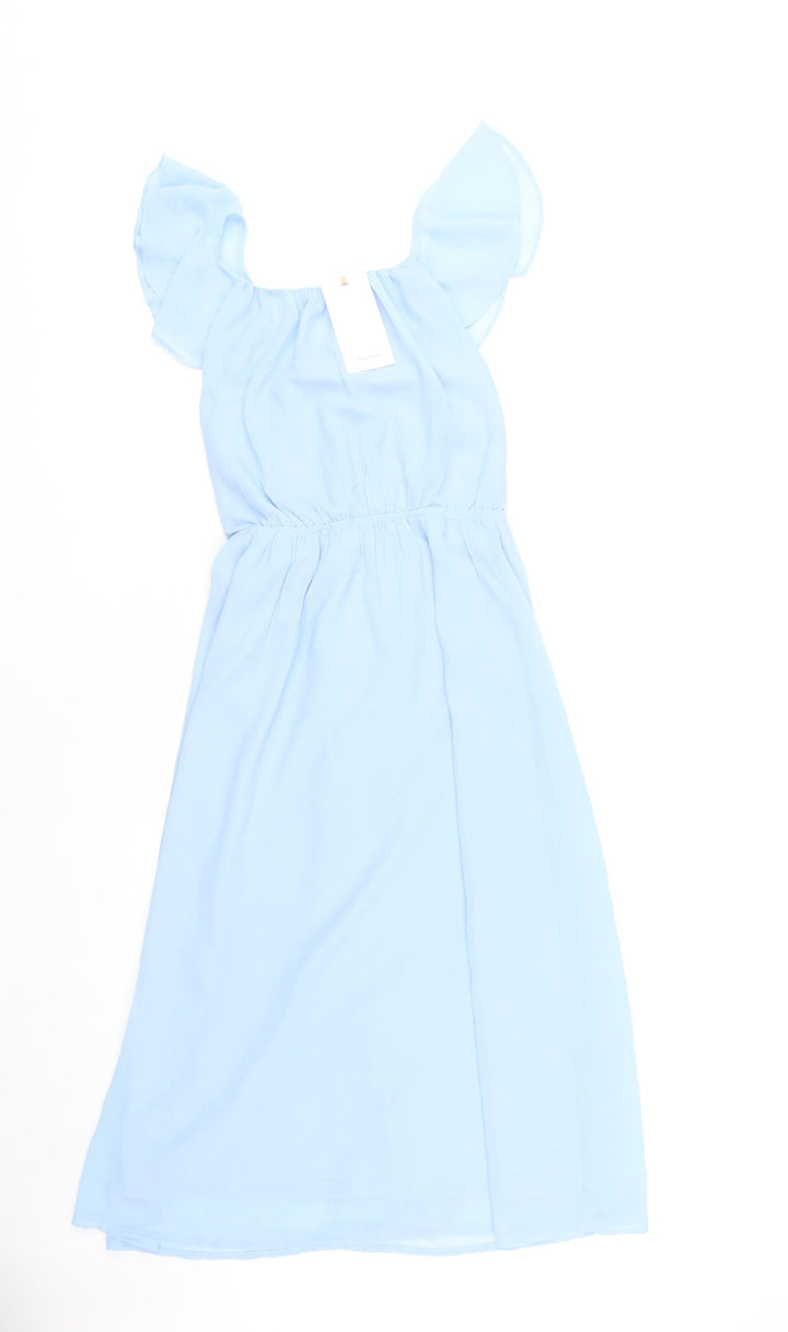 Grace Karin Teens Blue Flutter Sleeve Dress