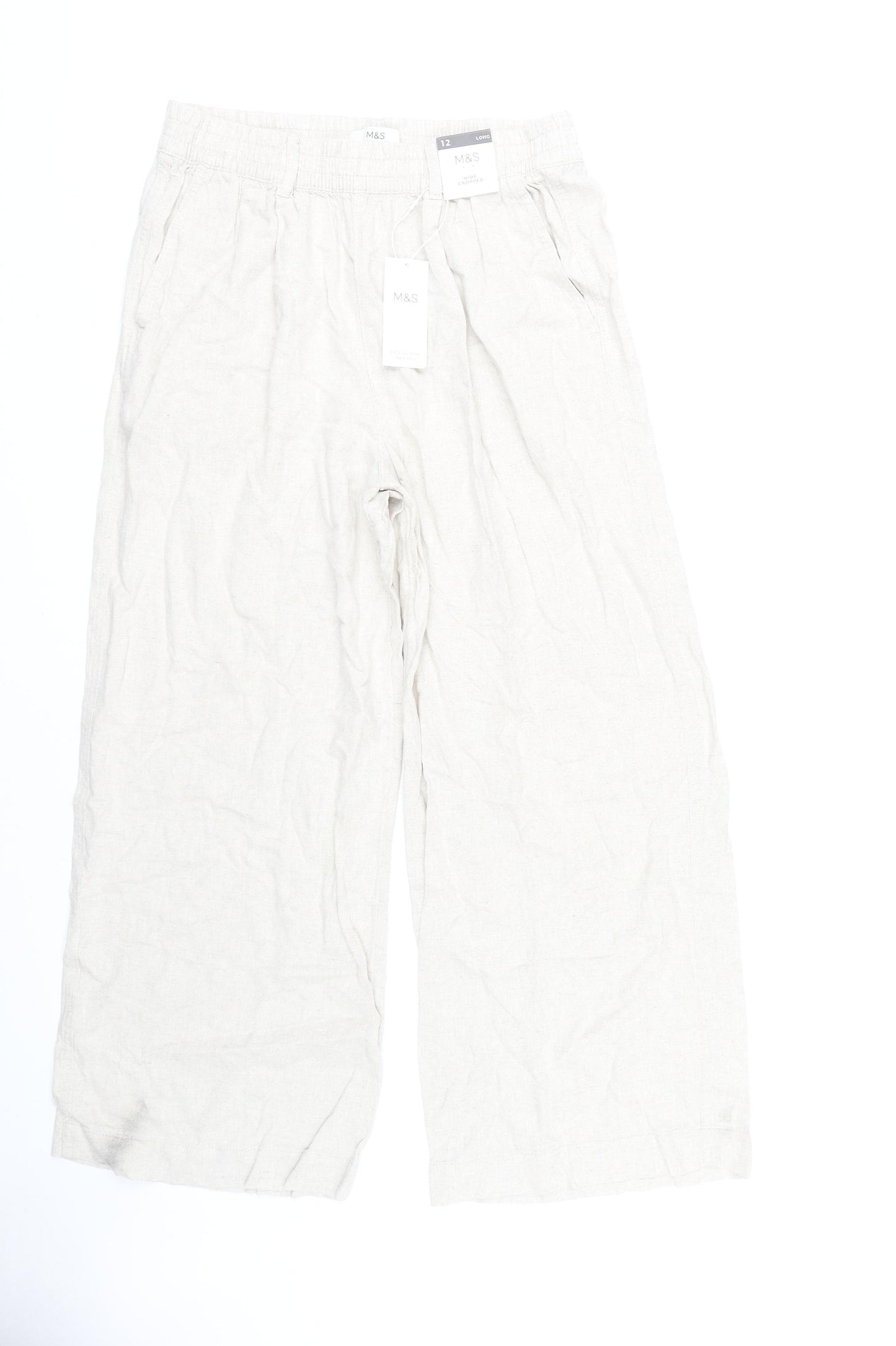 Marks and Spencer Women's Beige Linen Trousers