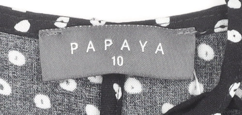 Papaya Women's Black Polka Dot A-Line Dress Size 10