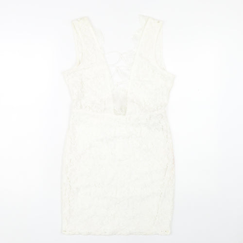 Missguided Womens Ivory Short Sheath Dress Size 8