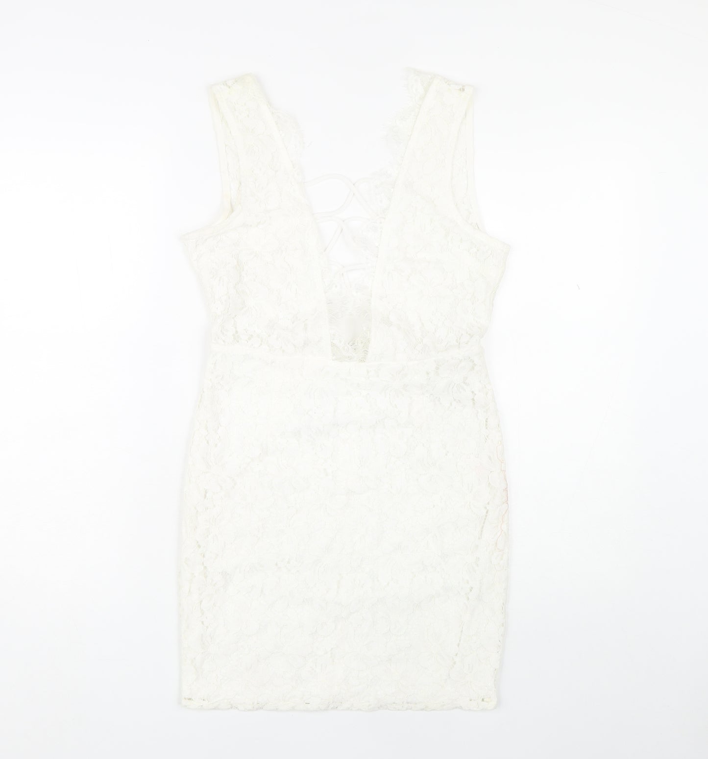 Missguided Womens Ivory Short Sheath Dress Size 8