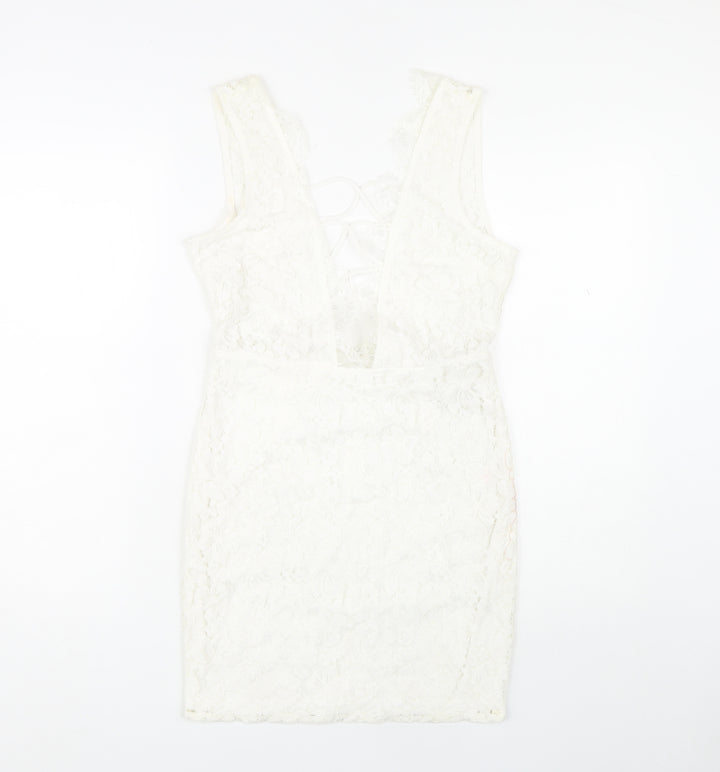 Missguided Womens Ivory Short Sheath Dress Size 8