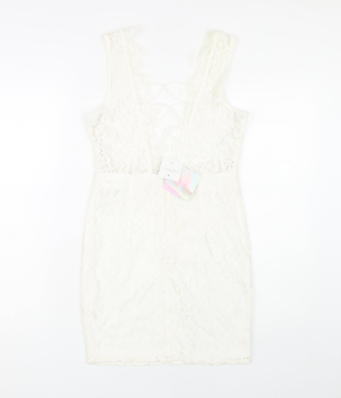 Missguided Womens Ivory Short Sheath Dress Size 8