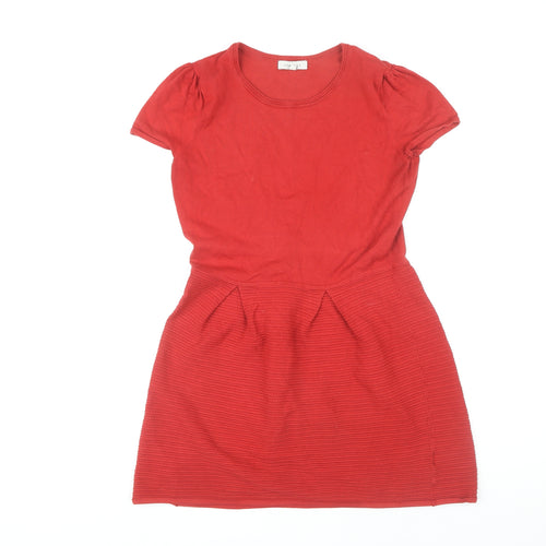 Kew 159 Red Cotton Women's Short Sleeve Dress - L