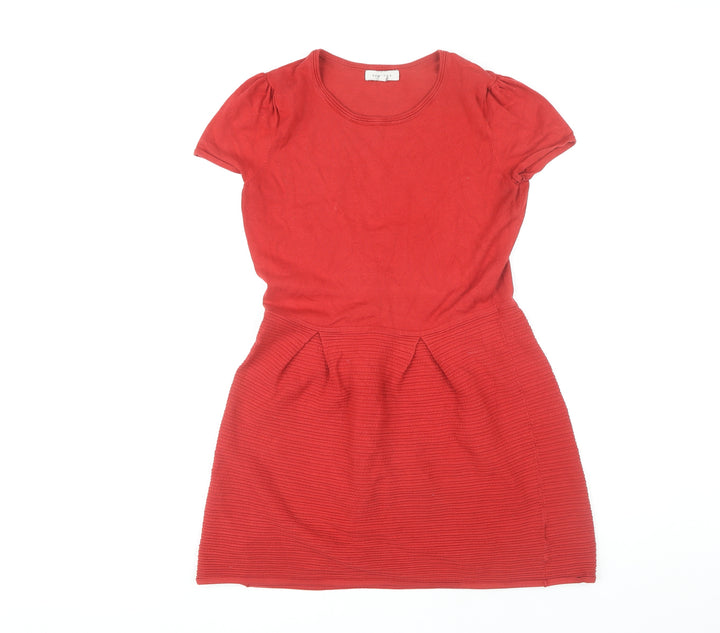 Kew 159 Red Cotton Women's Short Sleeve Dress - L
