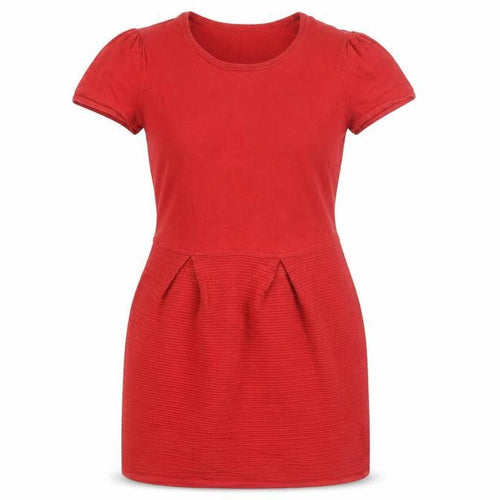 Kew 159 Red Cotton Women's Short Sleeve Dress - L