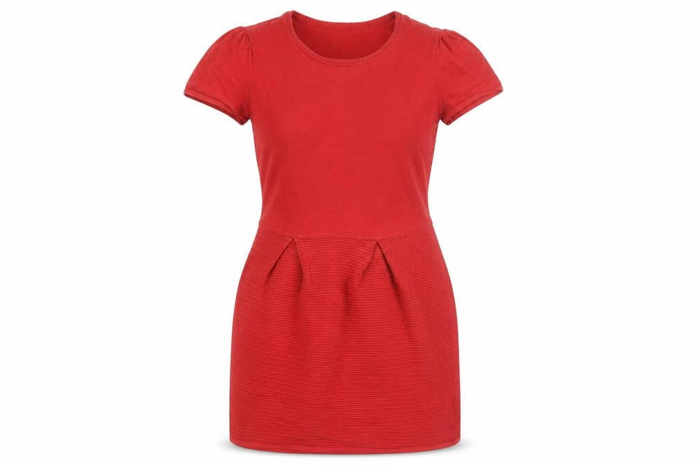 Kew 159 Red Cotton Women's Short Sleeve Dress - L