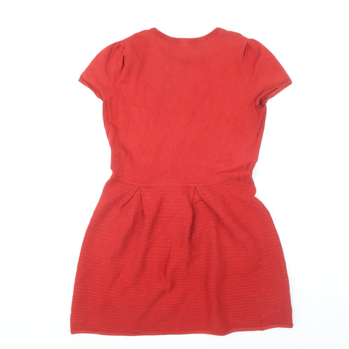 Kew 159 Red Cotton Women's Short Sleeve Dress - L