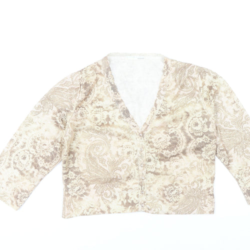 Amaranto Women's Beige Paisley Cardigan Size 14