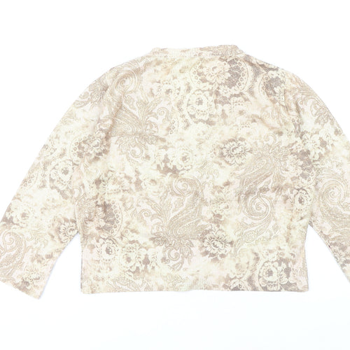 Amaranto Women's Beige Paisley Cardigan Size 14