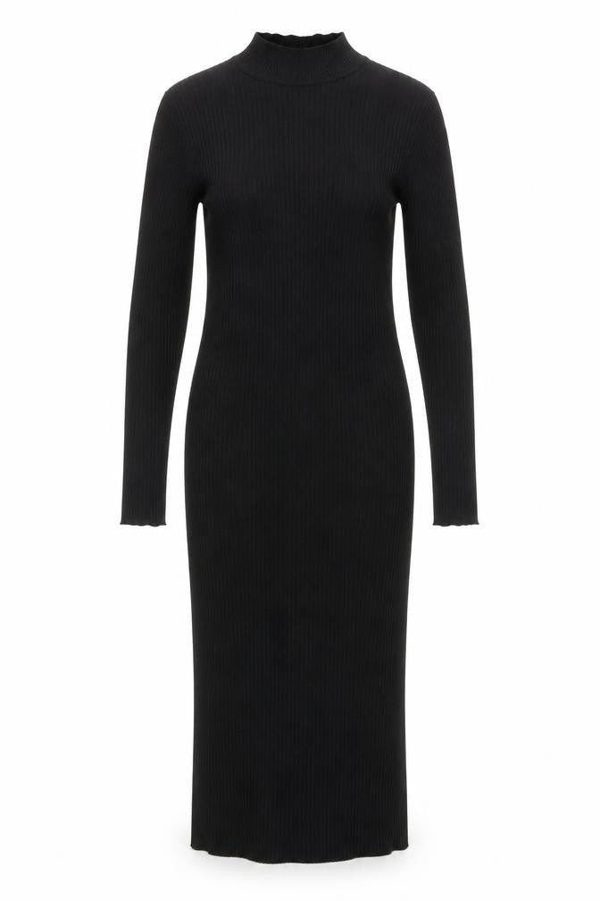 Front view of New Look Black Midi Sheath Dress, size 12, Women's