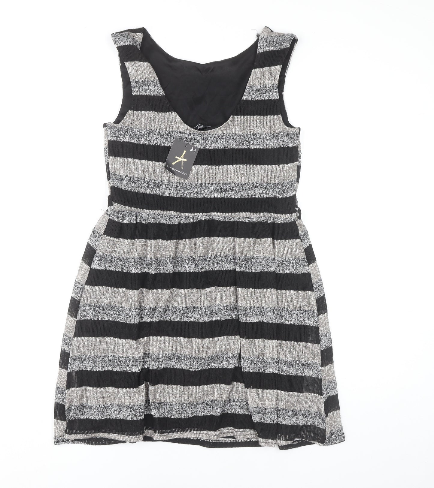 Atmosphere Women's Black Striped Sleeveless Dress, Size 12