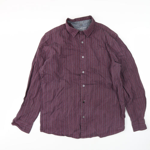 RJR John Rocha Men's Purple Striped Shirt - M
