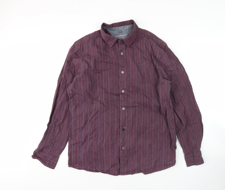 RJR John Rocha Men's Purple Striped Shirt - M