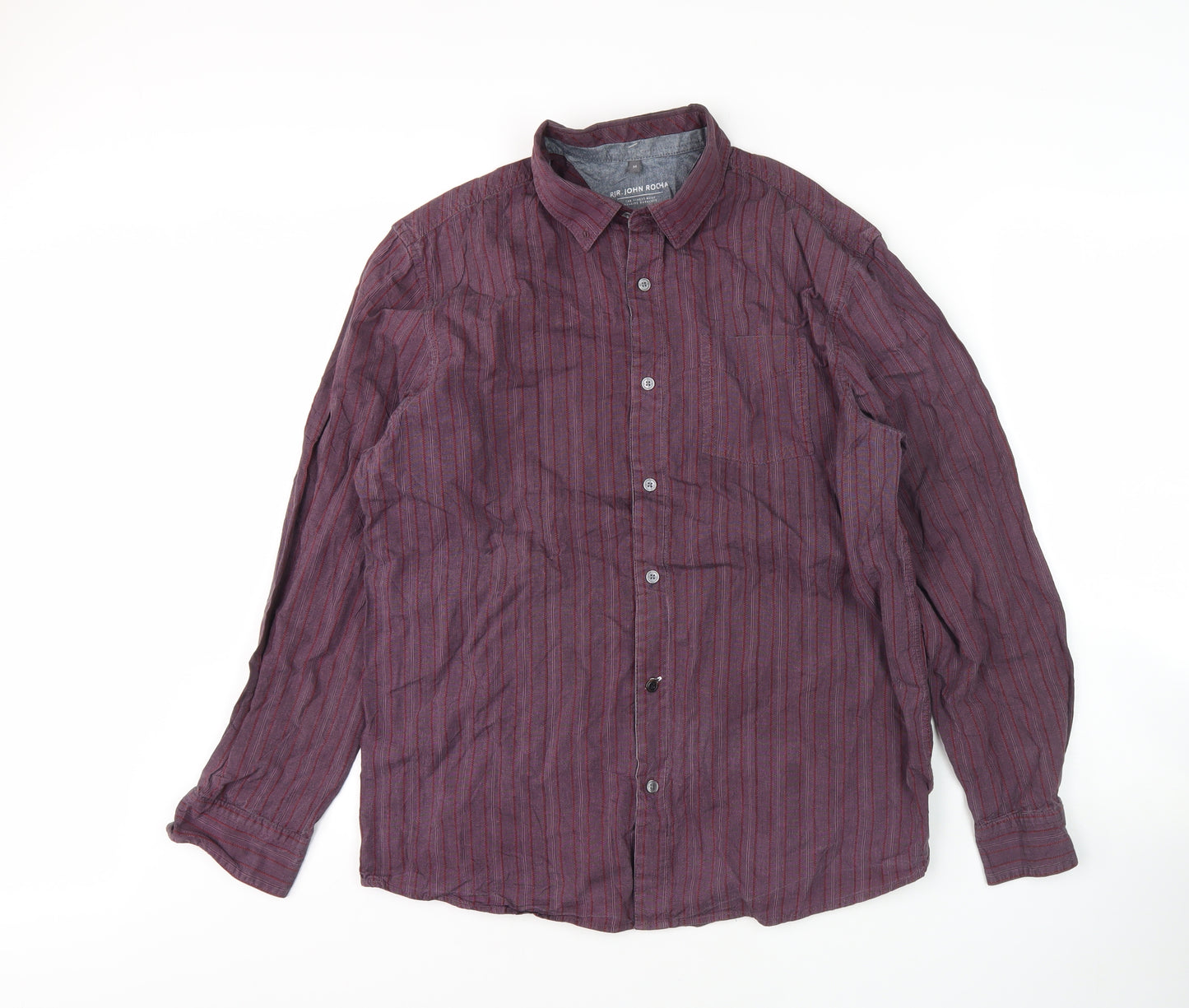 RJR John Rocha Men's Purple Striped Shirt - M