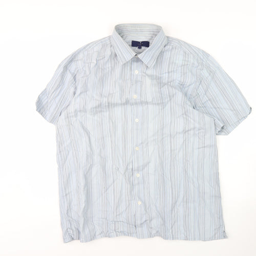 Jasper Conran Men's Blue Striped Short Sleeve Shirt L