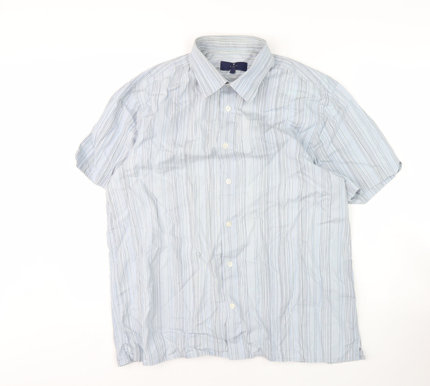 Jasper Conran Men's Blue Striped Short Sleeve Shirt L