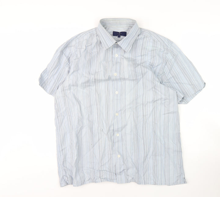 Jasper Conran Men's Blue Striped Short Sleeve Shirt L