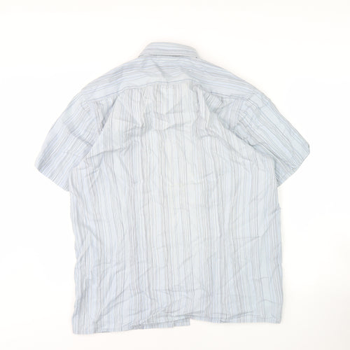 Jasper Conran Men's Blue Striped Short Sleeve Shirt L