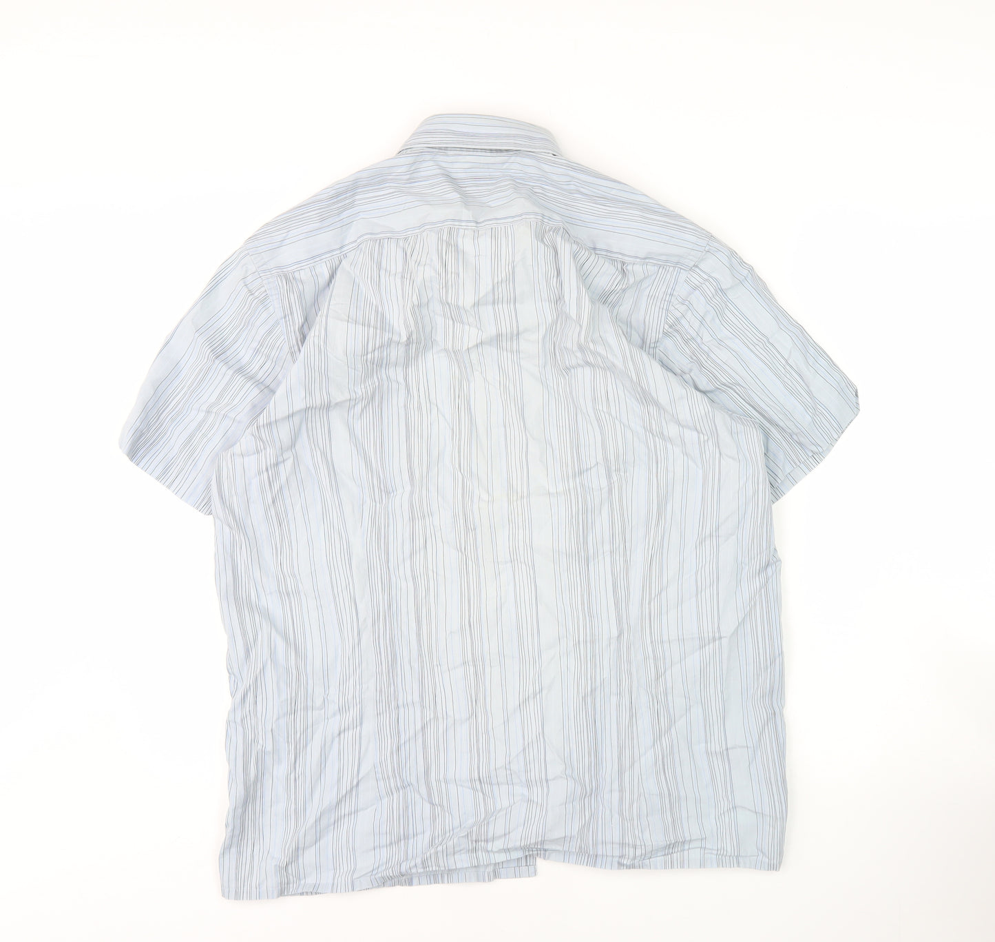 Jasper Conran Men's Blue Striped Short Sleeve Shirt L