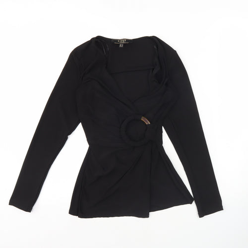 Lipsy Women's Black Wrap Blouse, Size 4