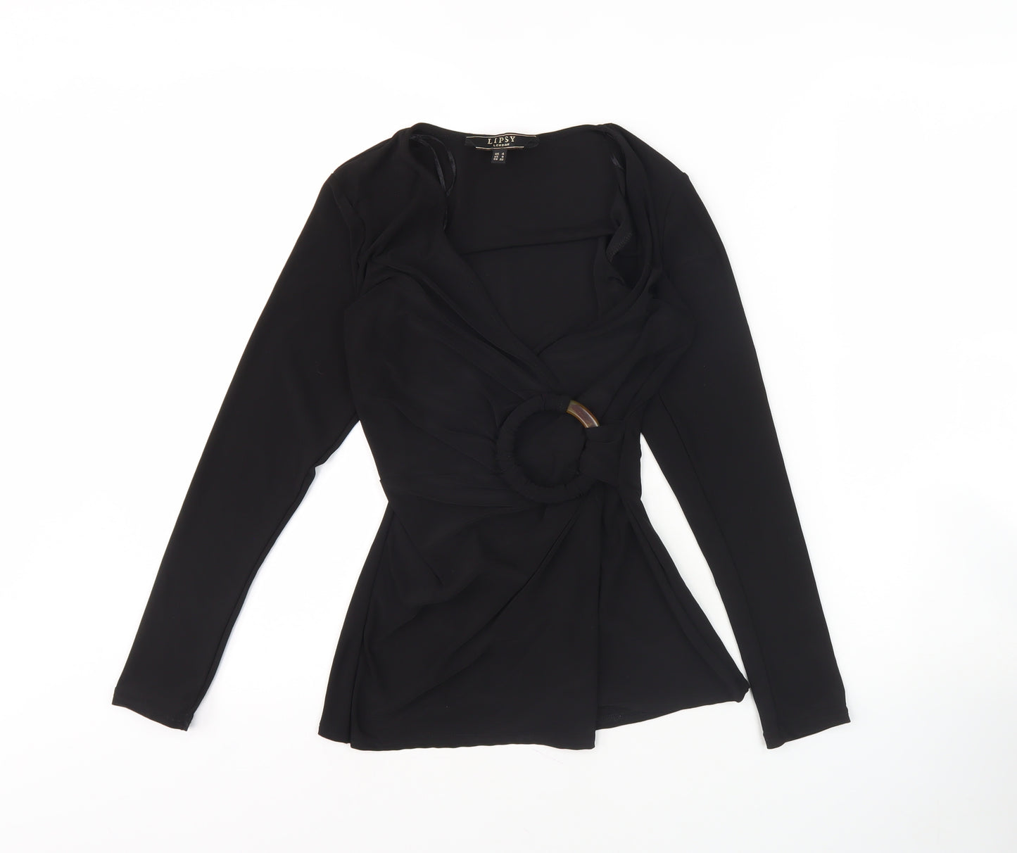 Lipsy Women's Black Wrap Blouse, Size 4