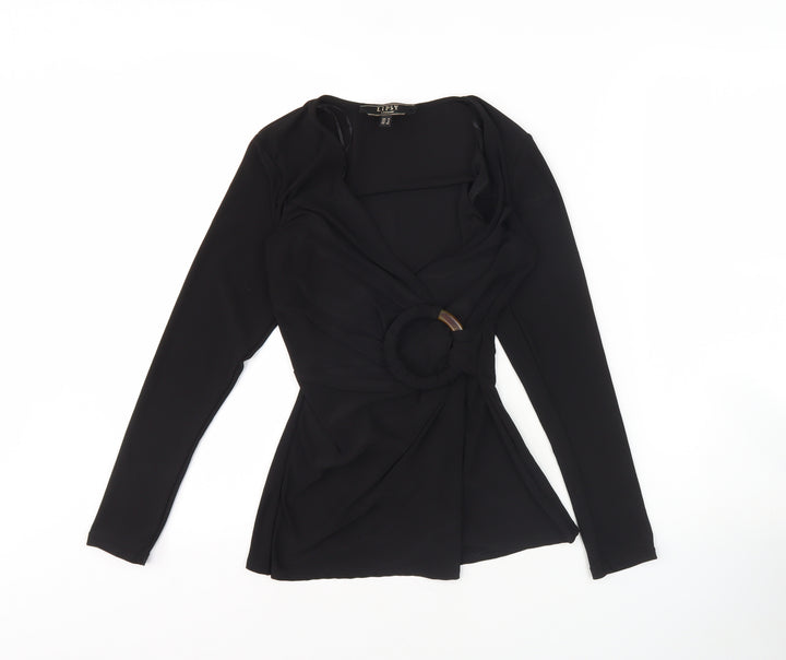 Lipsy Women's Black Wrap Blouse, Size 4