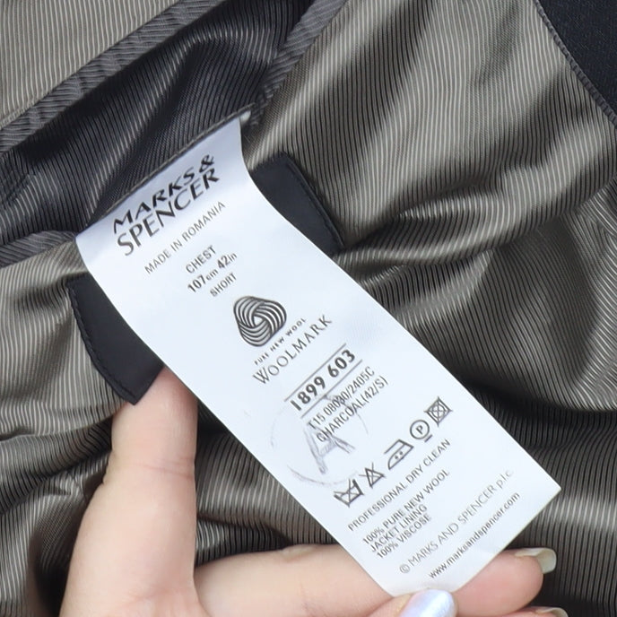 Marks and Spencer Men's Charcoal Wool Blazer, Size 42