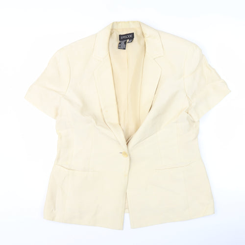 Episode Women Beige Blazer UK 14 Short Sleeve