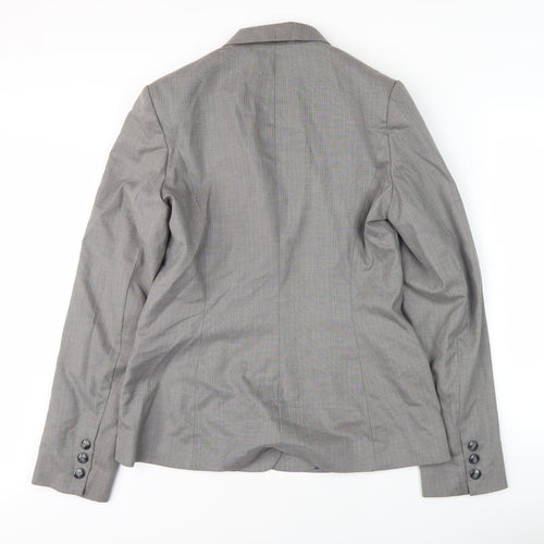 Long Tall Sally Womens Grey Suit Jacket, Size 14, Herringbone
