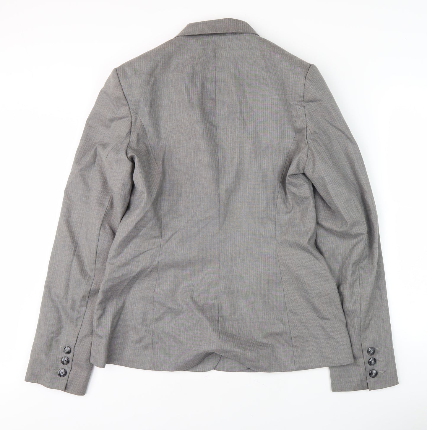 Long Tall Sally Womens Grey Suit Jacket, Size 14, Herringbone