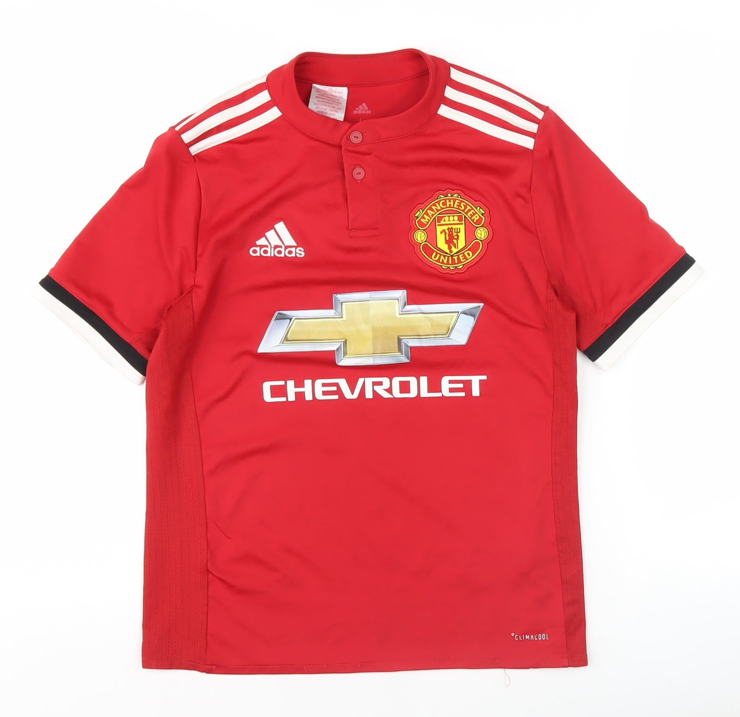 Adidas Boys Red Manchester United Polo Jersey L