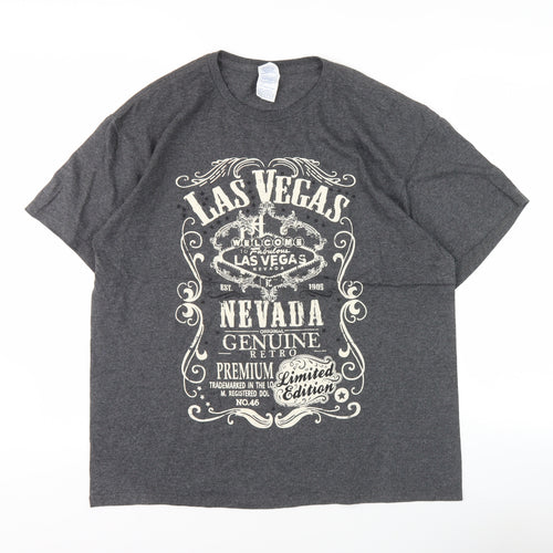 Delta Pro Weight Men's Grey Retro Graphic T-Shirt L