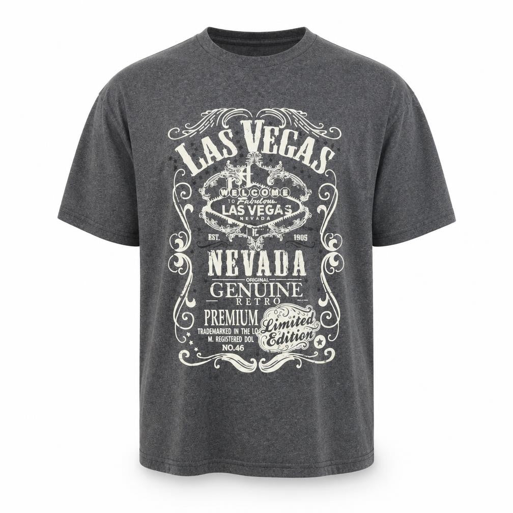 Front view of Delta Pro Weight Men's Grey Retro Graphic T-Shirt L