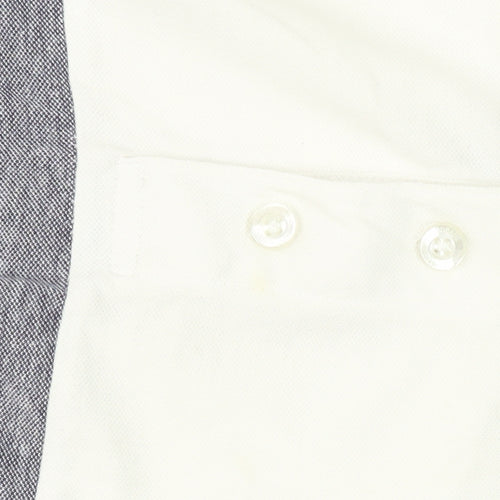 Threadbare Men's White/Blue Colourblock Polo Size 2XL
