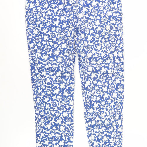Warehouse Women's Blue Floral Trousers Size 10