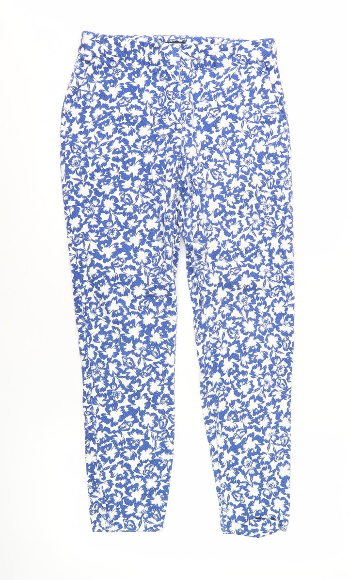 Warehouse Women's Blue Floral Trousers Size 10