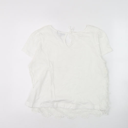 SOON Women's White Floral Embroidered Blouse Size 14
