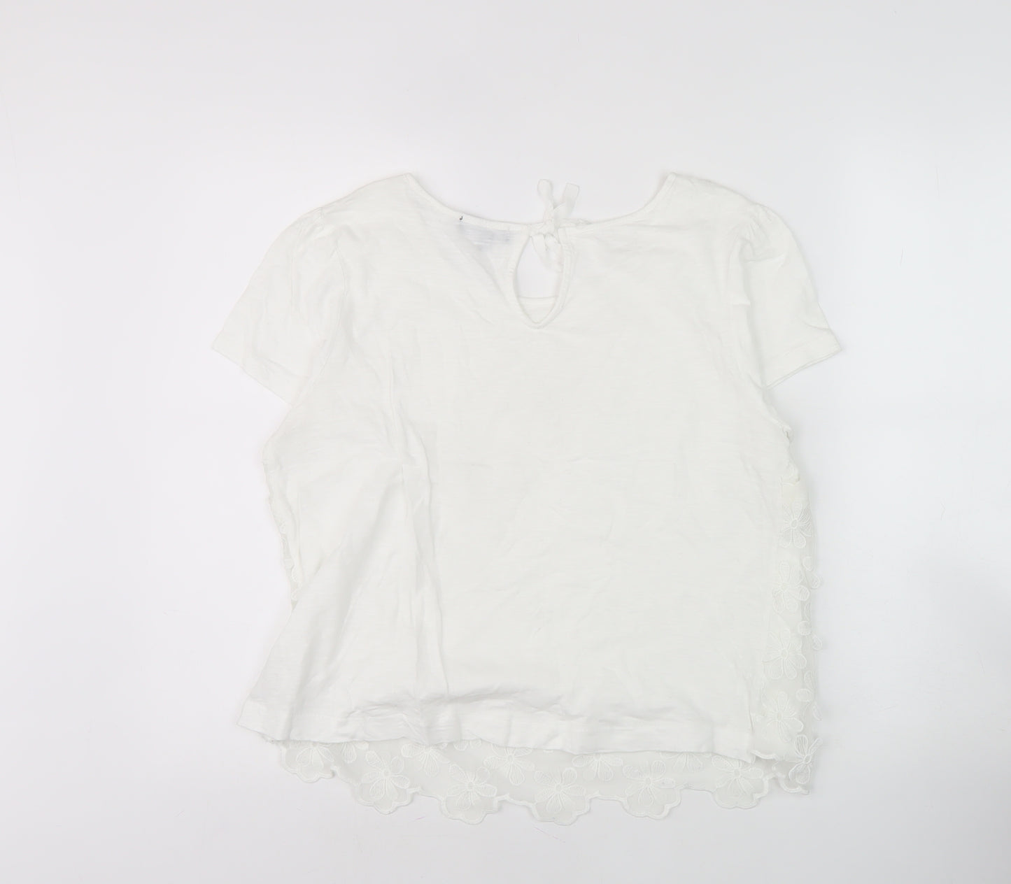 SOON Women's White Floral Embroidered Blouse Size 14